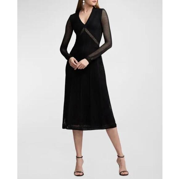 Ralph Lauren Collection Purple Label Pointelle Midi Dress Black Long Sleeve Midi - Picture 10 of 10
